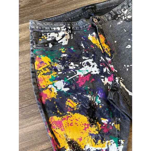 Ashley Stewart Jeans Women's Plus Size 20 Paint Splatter Graffiti Y2K Streetwear - Picture 2 of 10